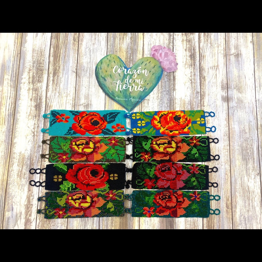 beaded rose cuff